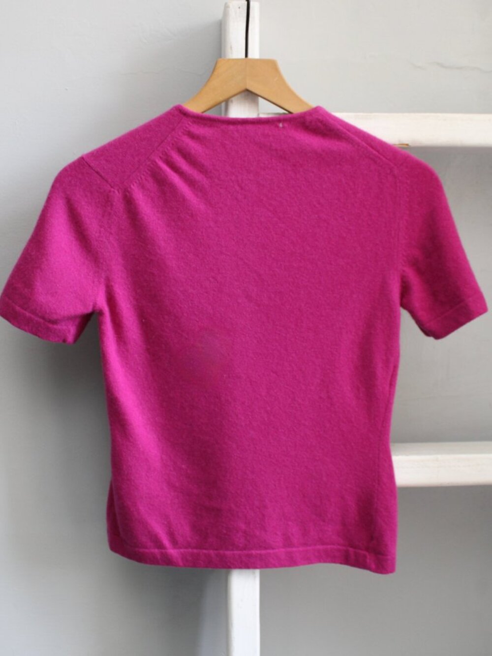 Ballantyne 100% Cashmere Purple Short Sleeve Round Neck Pullover Sweater Size 2 - Picture 2 of 5